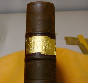 Tooling a new title on Newton's Principia using gold leaf